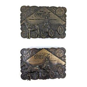 2 Coca-Cola 75th Anniversary (1901-1976) Commemorative Belt Buckles